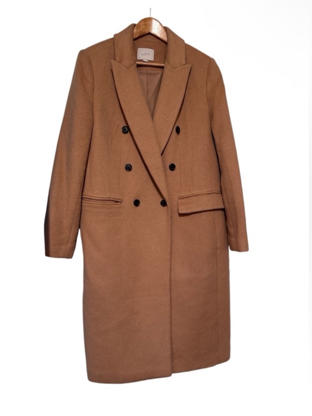 LOFT Double-Breasted Camel Trench Coat - Picture 2 of 4